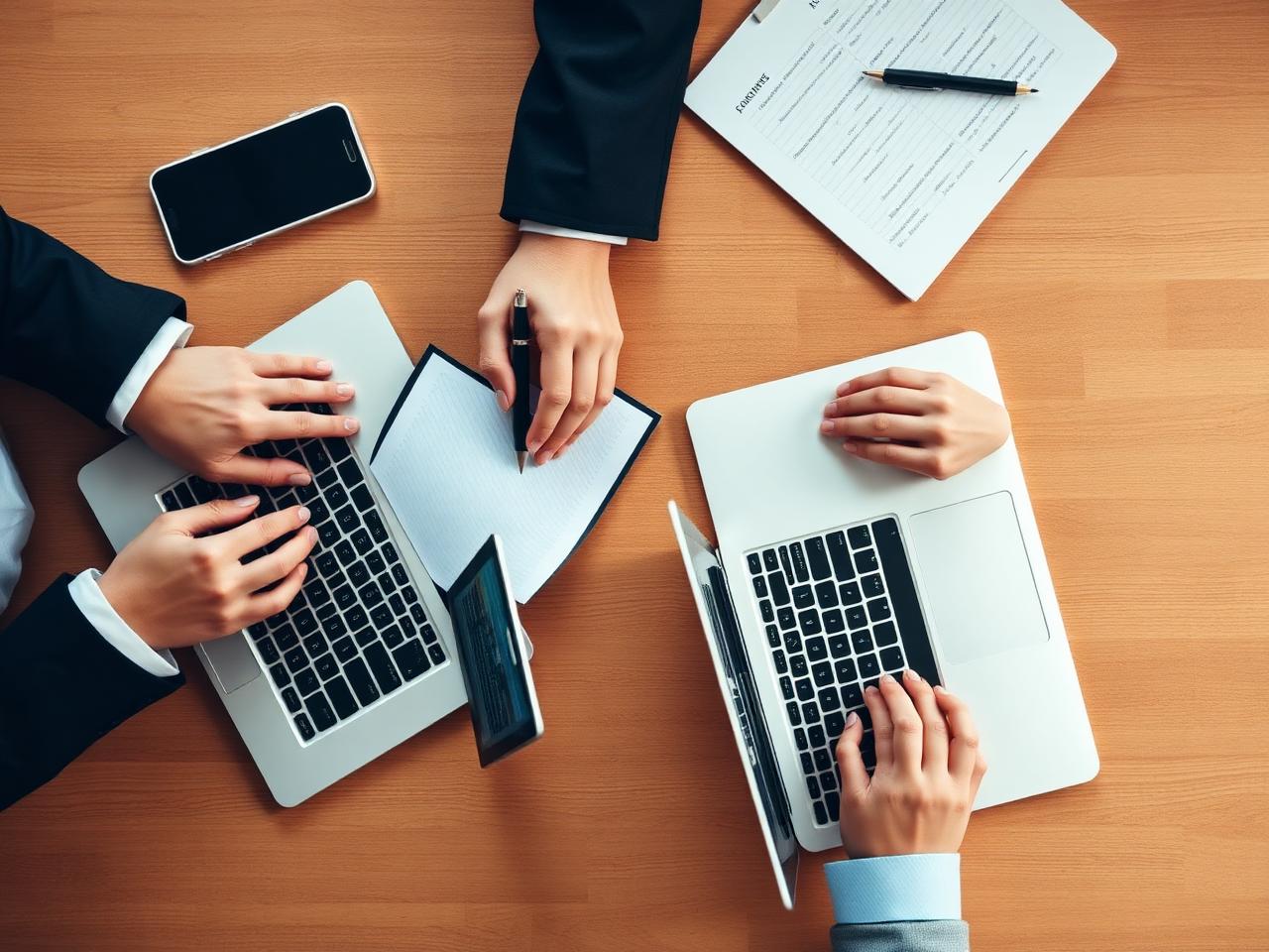 Business professionals collaborating